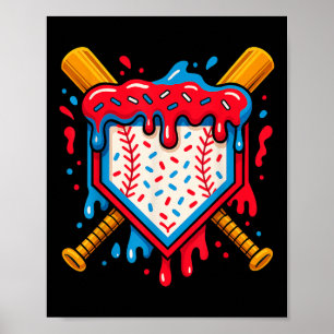 American Baseball Drip Ice Cream For Boys Ball And Poster