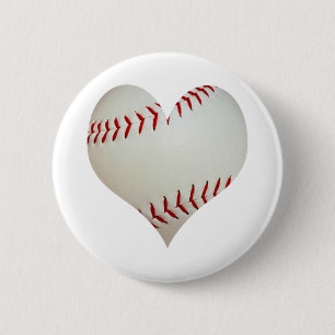American Baseball In A Heart Shape 6 Cm Round Badge