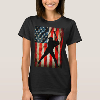 American Baseball player and USA flag patriotic co T-Shirt