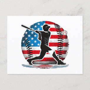 American Baseball Player Batter With United States Enclosure Card