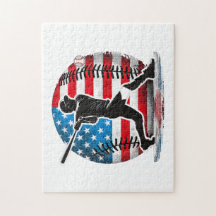 American Baseball Player Batter With United States Jigsaw Puzzle