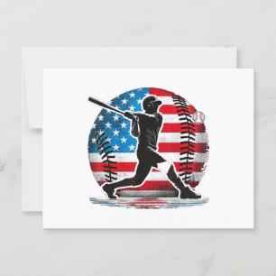 American Baseball Player Batter With United States Postcard