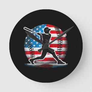 American Baseball Player Batter With United States Round Clock