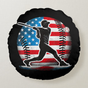 American Baseball Player Batter With United States Round Cushion