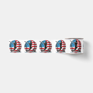 American Baseball Player Batter With United States Satin Ribbon