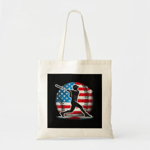 American Baseball Player Batter With United States Tote Bag