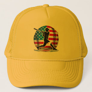 American Baseball Player Batter With United States Trucker Hat
