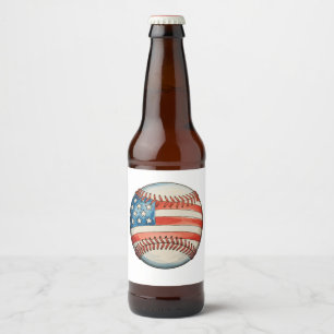 American Baseball US Flag 250th Anniversary Beer Bottle Label