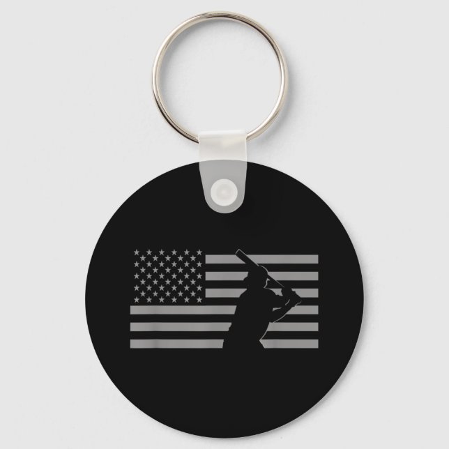 American Baseball USA Flag Baseball Key Ring (Front)