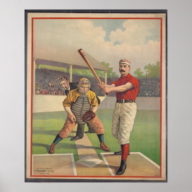 American Baseball, Vintage 1895 Framed Art Print (Front)