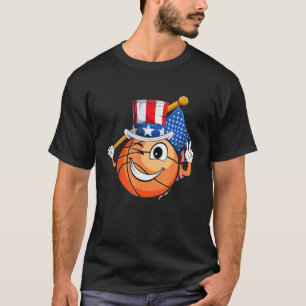 American Basketball Fan 4th Of July Uncle Sam Usa  T-Shirt