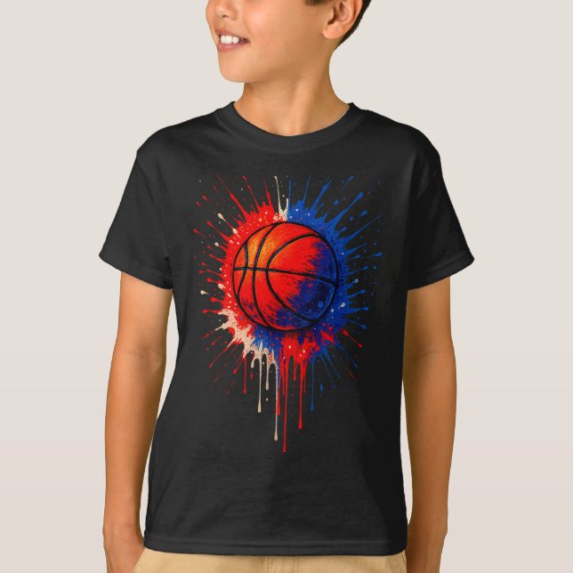 American Basketball Splash Ball Player Team Kids B T-Shirt (Front)