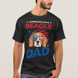 American Beagle Dad Usa Flag Patriotic 4th Of July T-Shirt
