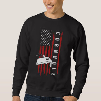 American Bean Bag Game Player Usa Flag Cornhole Sweatshirt
