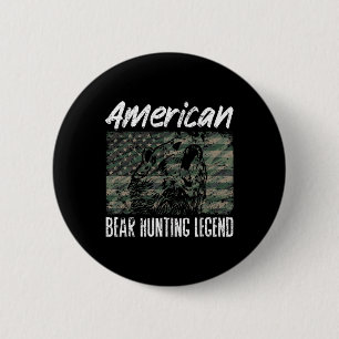 American Bear Hunting Legend Usa Flag Black Bear H 6 Cm Round Badge
