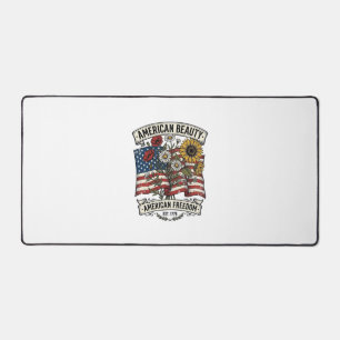 American Beauty Floral Flag Patriotic Desk Mat