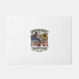 American Beauty Floral Flag Patriotic Doormat