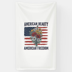 American Beauty Freedom Floral Flag Banner