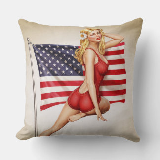 American Beauty - Retro Pinup Throw Pillow
