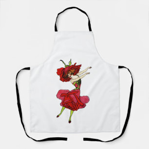 American Beauty Rose, Whimsical Flowers Book Art Apron