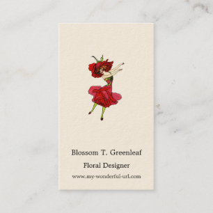 American Beauty Rose, Whimsical Flowers Book Art Business Card