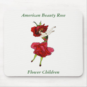 American Beauty Rose, Whimsical Flowers Book Art Mouse Pad