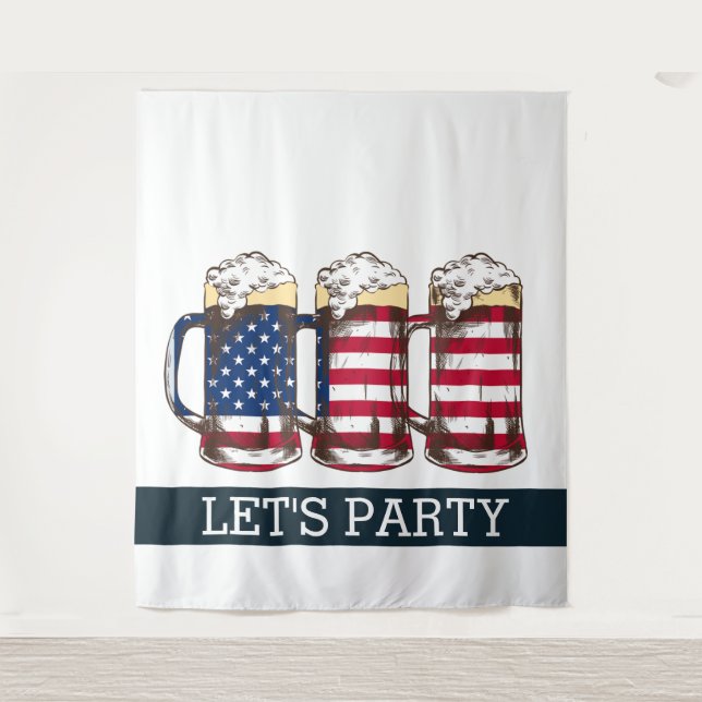 AMERICAN Beer LETS PARTY BACKDROP Tapestry (Front)
