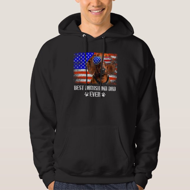 American Best Dachshund Dad Ever   Father's Day Hoodie (Front)