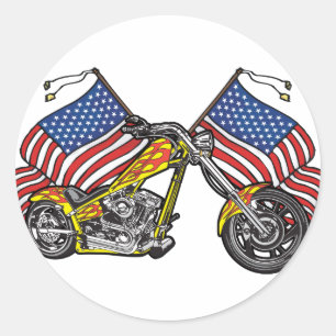 American Biker Chopper Classic Round Sticker