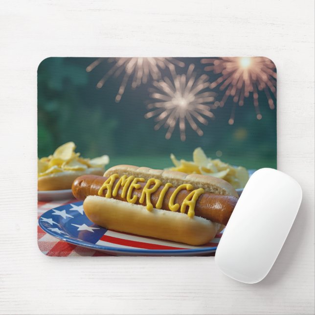 American Birthday Picnic Mouse Pad (With Mouse)