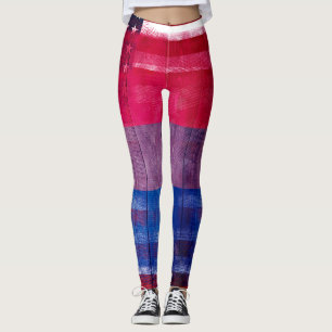 American Bisexual Pride Flag   Wood & Paintstrokes Leggings