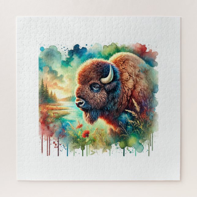 American Bison 130724AREF110 - Watercolor Jigsaw Puzzle (Vertical)