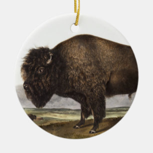 American Bison (Bos Americanus) Illustration Ceramic Ornament