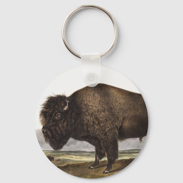American Bison (Bos Americanus) Illustration Key Ring (Front)