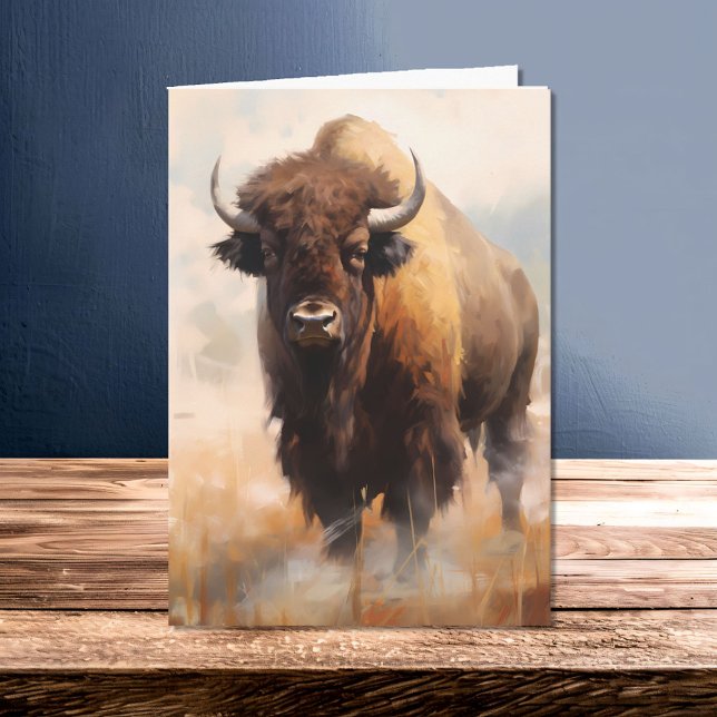 American Bison Buffalo In the Wild Portrait Card (Creator Uploaded)