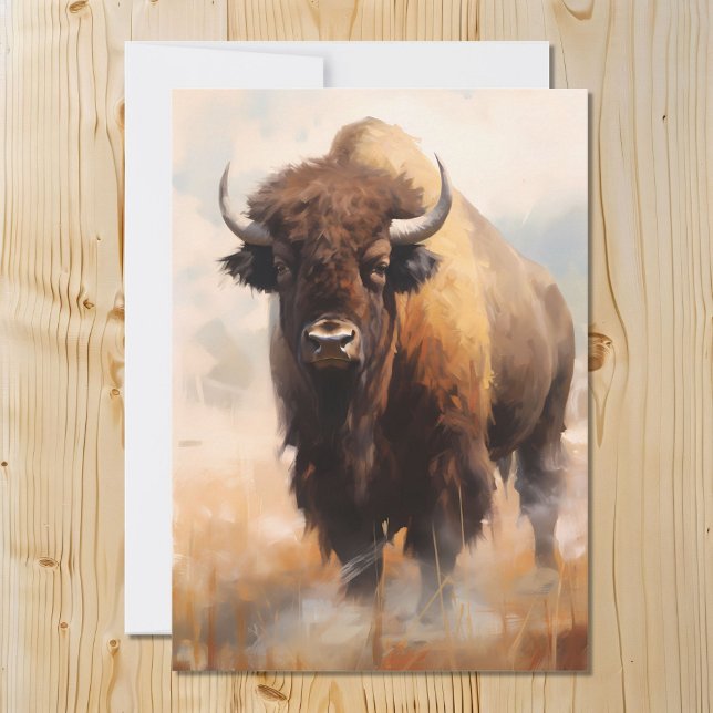 American Bison Buffalo Portrait Holiday Card (Creator Uploaded)