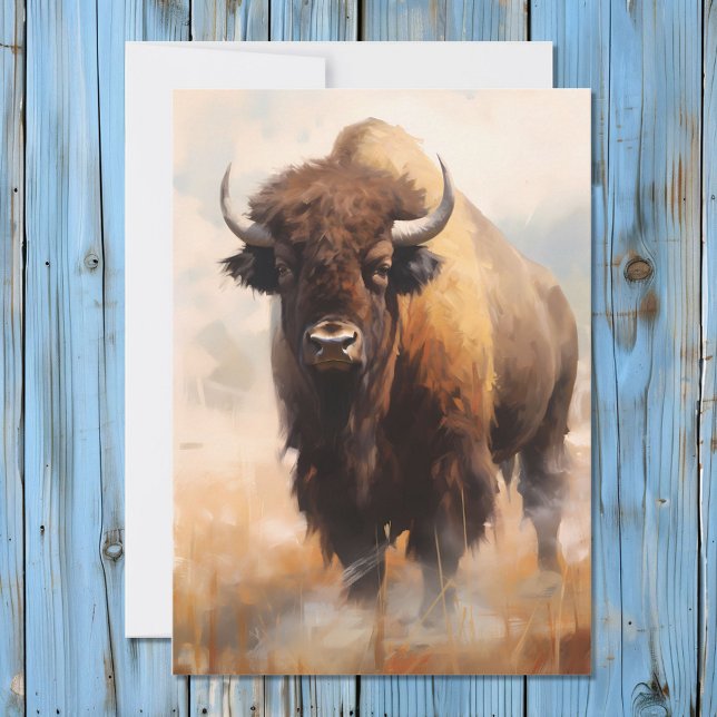 American Bison Buffalo Portrait Holiday Card (Creator Uploaded)