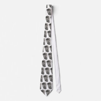 American Bison Buffalo Wildlife Charcoal Art Tie