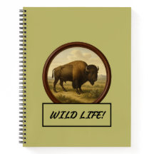 American Bison Dark Khaki Spiral Notebook