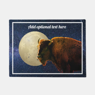American Bison, Full Moon and Starry Night   Doormat