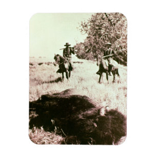 American Bison Hunters (b/w photo) Magnet