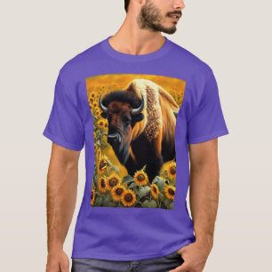 American Bison On A Kansas Range Of Sunflowers T-Shirt