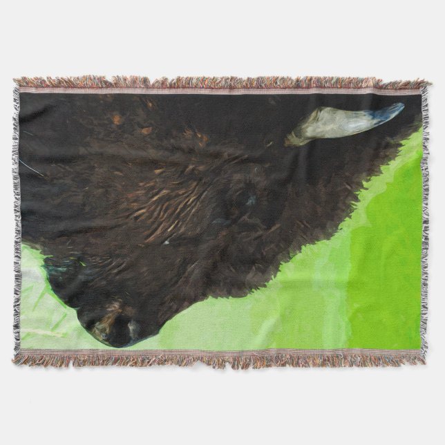 American Bison Portrait Abstract Impressionism Throw Blanket (Front)