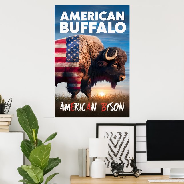 American bison stands in a field poster (Home Office)