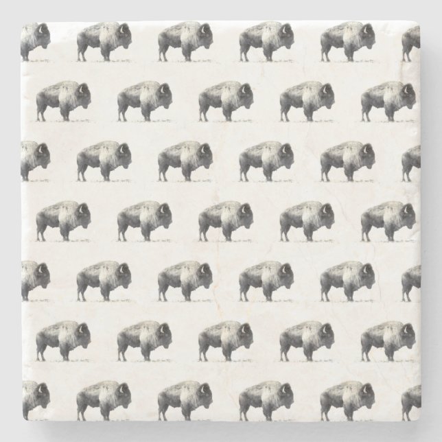 American Bison Stone Coaster (Front)