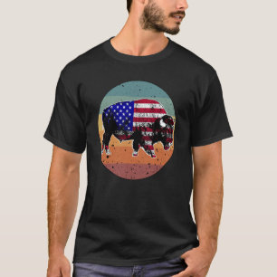 American Bison US National Park Flag Silhouette Re T-Shirt