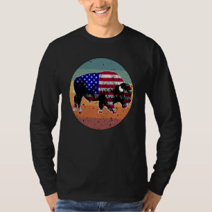American Bison US National Park Flag Silhouette Re T-Shirt