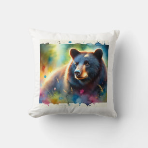American black bear 010924AREF102 - Watercolor Cushion
