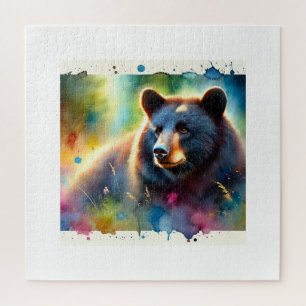 American black bear 010924AREF102 - Watercolor Jigsaw Puzzle