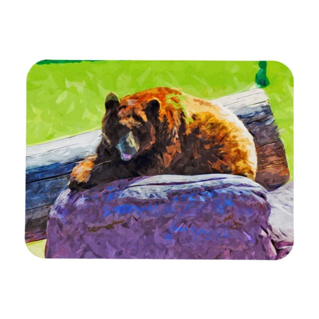American Black Bear at Rest Abstract Impressionism Magnet (Horizontal)